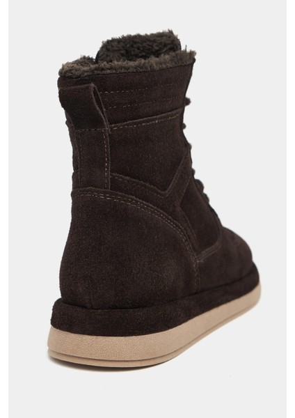 Herman Bitter Kahve Süet Hakiki Deri Bağcıklı Düz Taban Kadın Bot indirimleri