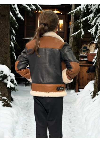 Çocuk Yakalı Parçalı Kürk - Kahve fiyatları