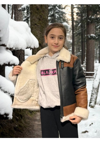 Çocuk Yakalı Parçalı Kürk - Kahve fırsatları