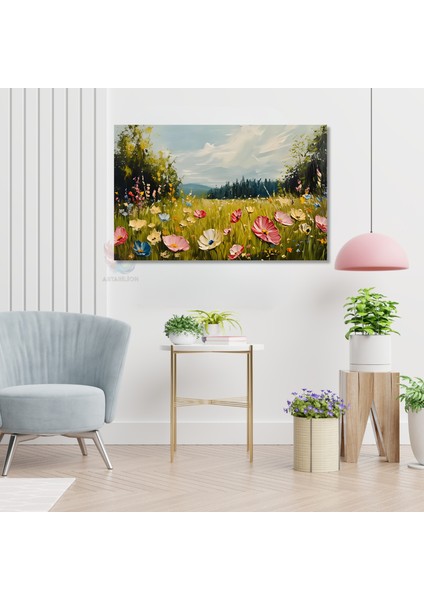 Kanvas Yatay Duvar Tablosu Kanvas Cicek BAHCESI66 Ev Ofis Salon Modern Duvar Tablosu modelleri