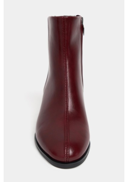 Boni Bordo Rustik Desen Fermuar Detaylı Kadın Topuklu Kadın Bot modelleri