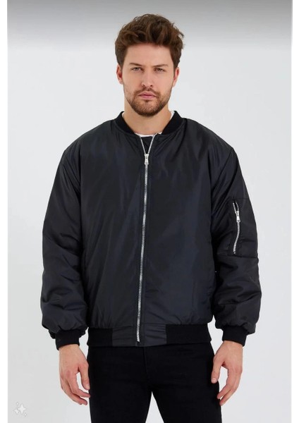 Unisex Siyah Bomber Mont - Su Itici Kumaş, Kapitone Astarlı, Fermuarlı fiyatları