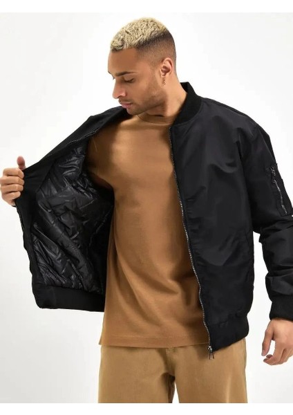 Unisex Siyah Bomber Mont - Su Itici Kumaş, Kapitone Astarlı, Fermuarlı fırsatları