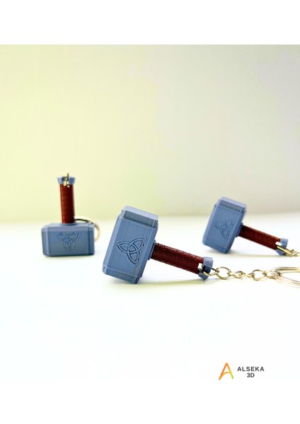 - 3D Baskı Thor’un Çekici (Mjolnir) Figürlü Anahtarlık