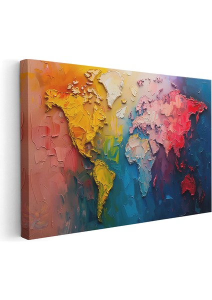 Kanvas Yatay Duvar Tablosu Kanvas Renkli Dunya Haritasi Ev Ofis Salon Modern Duvar Tablosu