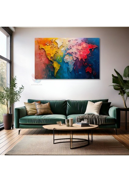 Kanvas Yatay Duvar Tablosu Kanvas Renkli Dunya Haritasi Ev Ofis Salon Modern Duvar Tablosu fiyatları