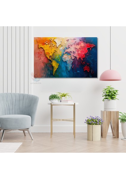 Kanvas Yatay Duvar Tablosu Kanvas Renkli Dunya Haritasi Ev Ofis Salon Modern Duvar Tablosu modelleri
