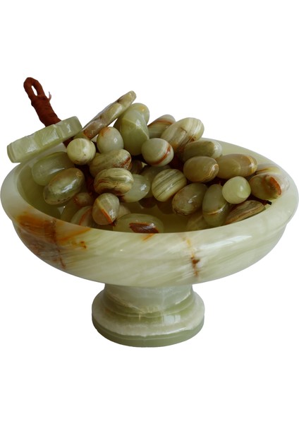 Oniks Doğal Taş Üzüm Seti 6’’ Ayaklı Çanak ile 50 Taneli Üzüm. El Yapımı, Feng Shui Dekor fırsatları