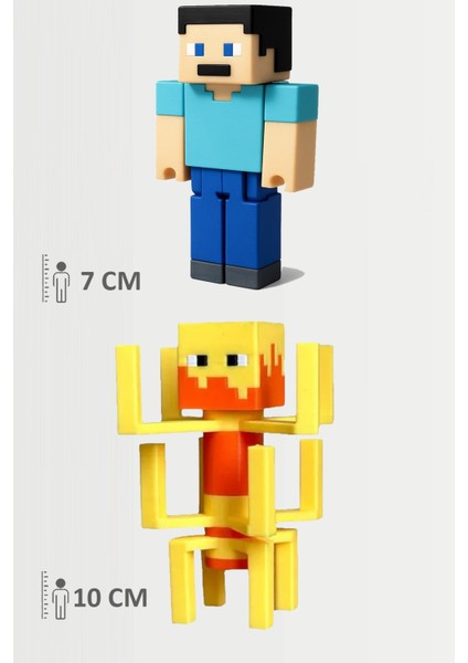Minecraft Steve ve Blaze Set Hareketli Eklemli Figür
