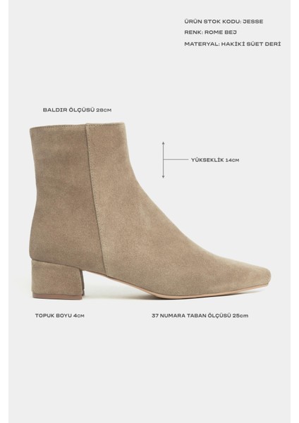 Jesse Rome Bej Süet Hakiki Deri Lastik Detay Düz Taban Kadın Bot fiyatları