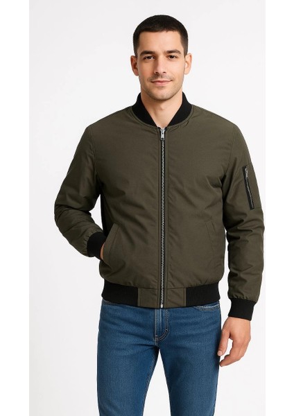 Erkek Bomber Mont Ceket - Haki fırsatları