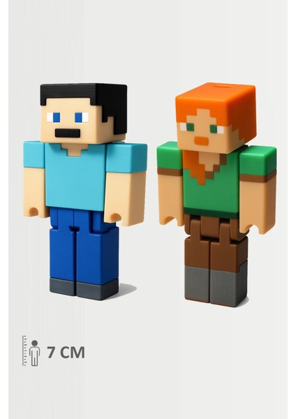 Minecraft Steve ve Alex Set Hareketli Eklemli Figür