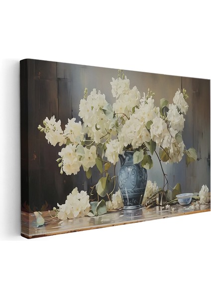 Kanvas Yatay Duvar Tablosu Kanvas Vazoda Beyaz Cicekler2 Ev Ofis Salon Modern Duvar Tablosu