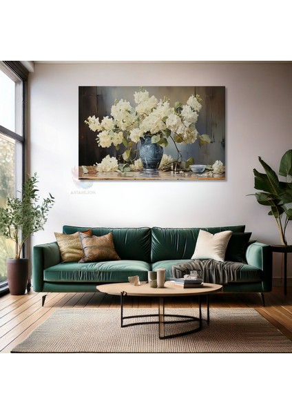 Kanvas Yatay Duvar Tablosu Kanvas Vazoda Beyaz Cicekler2 Ev Ofis Salon Modern Duvar Tablosu fiyatları