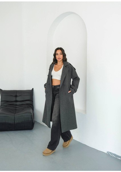 Premium Oversize Modern Antrasit Kaşe Kaban fiyatları