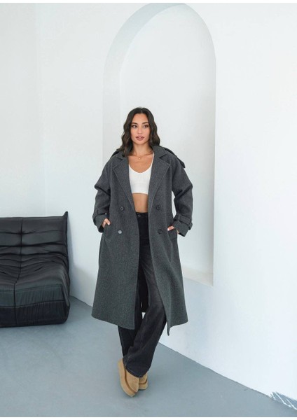 Premium Oversize Modern Antrasit Kaşe Kaban modelleri