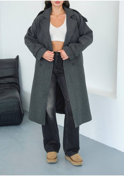 Premium Oversize Modern Antrasit Kaşe Kaban fırsatları