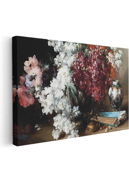 Kanvas Yatay Duvar Tablosu Kanvas Vintage Cicekler Ev Ofis Salon Modern Duvar Tablosu