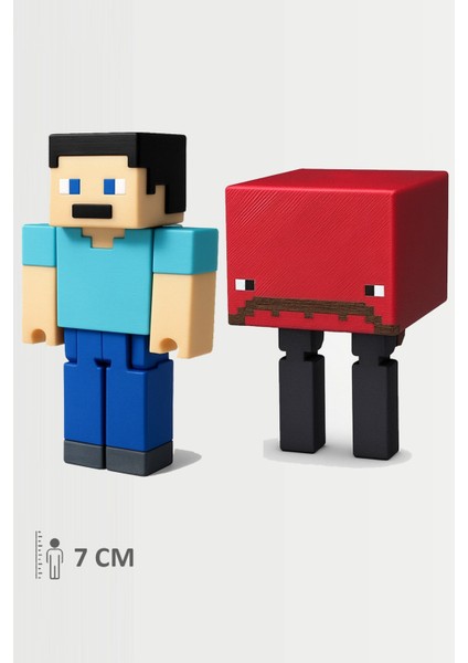 Minecraft Steve ve Strider Set Hareketli Eklemli Figür