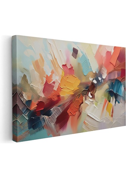 Kanvas Yatay Duvar Tablosu Kanvas Renkli Firca Darbeleri2 Ev Ofis Salon Modern Duvar Tablosu