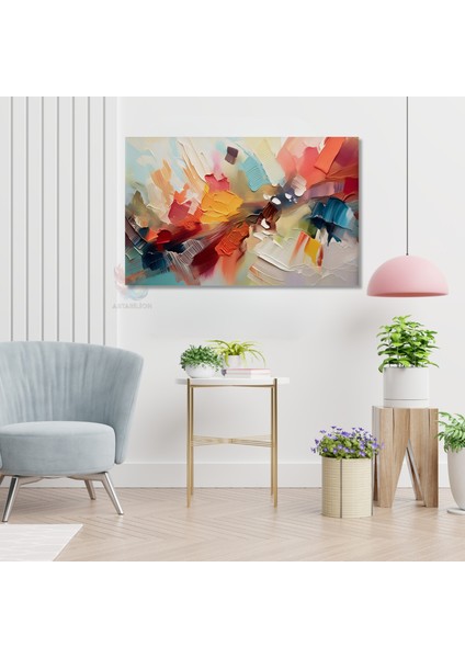 Kanvas Yatay Duvar Tablosu Kanvas Renkli Firca Darbeleri2 Ev Ofis Salon Modern Duvar Tablosu modelleri