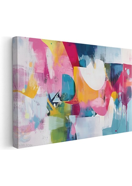 Kanvas Yatay Duvar Tablosu Kanvas Renkli Firca Darbeleri3 Ev Ofis Salon Modern Duvar Tablosu