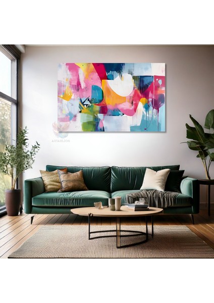 Kanvas Yatay Duvar Tablosu Kanvas Renkli Firca Darbeleri3 Ev Ofis Salon Modern Duvar Tablosu fiyatları