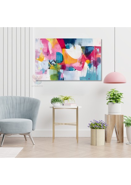 Kanvas Yatay Duvar Tablosu Kanvas Renkli Firca Darbeleri3 Ev Ofis Salon Modern Duvar Tablosu modelleri