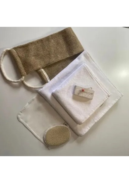 %100 Keten 6'lı Banyo Hamam Seti