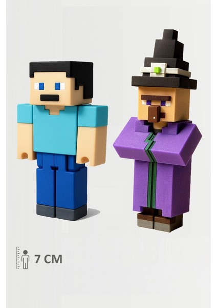 Minecraft Steve ve Cadı Witch Set Hareketli Eklemli Figür