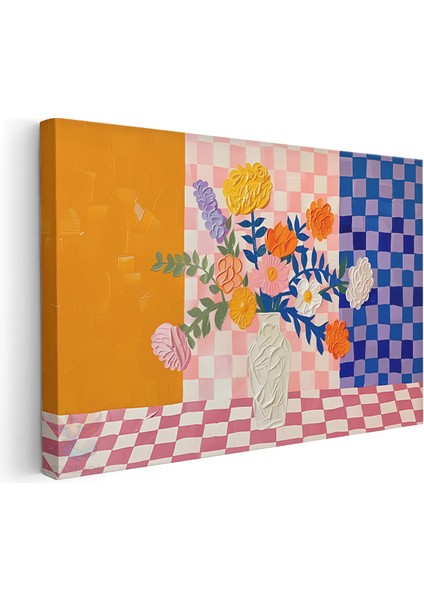 Kanvas Yatay Duvar Tablosu Kanvas Soyut Vazodaki Cicekler Ev Ofis Salon Modern Duvar Tablosu