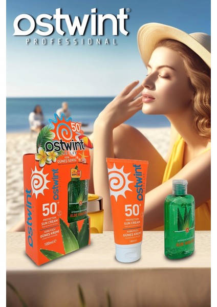 Güneş Kremi ve Yoğun Nemlendirici Aloe Vera Jel Set, E Vitaminli, Spf 50 Yüksek Koruma, 100ML 100ML indirimleri
