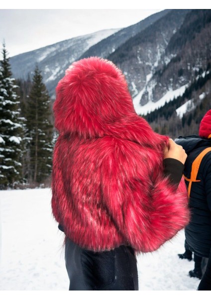 Kadın Uzun Kollu Kürk - Bordo fiyatları