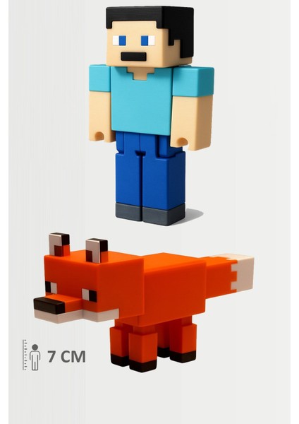 Minecraft Steve ve Tilki Set Hareketli Eklemli Figür