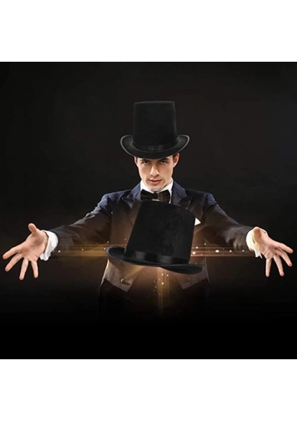 Yetişkinler Için Siyah Renk Ringmaster Sihirbaz Şapkası Silindir Şapka indirimleri