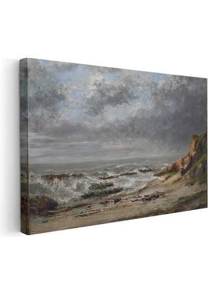 Kanvas Yatay Duvar Tablosu Kanvas Dalgali Deniz Manzarası Ev Ofis Salon Modern Duvar Tablosu