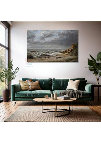Kanvas Yatay Duvar Tablosu Kanvas Dalgali Deniz Manzarası Ev Ofis Salon Modern Duvar Tablosu fiyatları