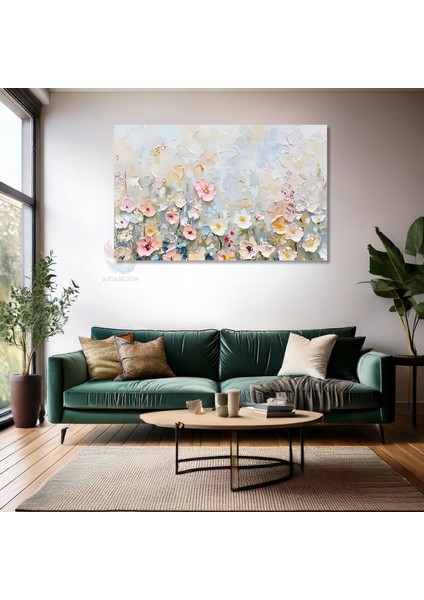 Kanvas Yatay Duvar Tablosu Kanvas Fırca Darbeleri Cicekler4 Ev Ofis Salon Modern Duvar Tablosu fiyatları