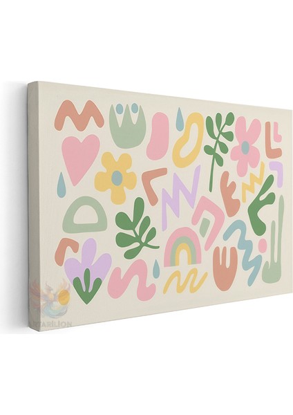 Kanvas Yatay Duvar Tablosu Kanvas Pastel Renk Sekiller Ev Ofis Salon Modern Duvar Tablosu