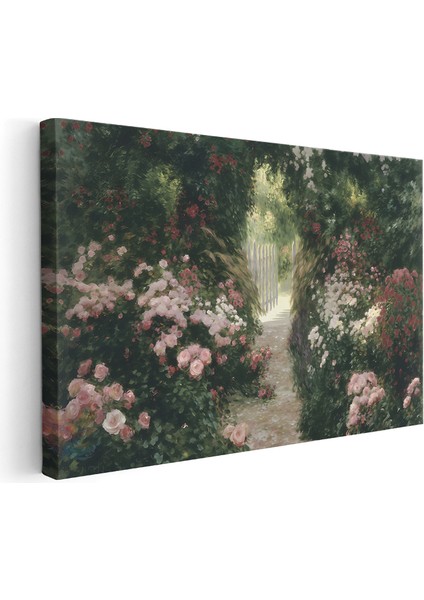 Kanvas Yatay Duvar Tablosu Kanvas Renkli Cicekli Bahce Ev Ofis Salon Modern Duvar Tablosu