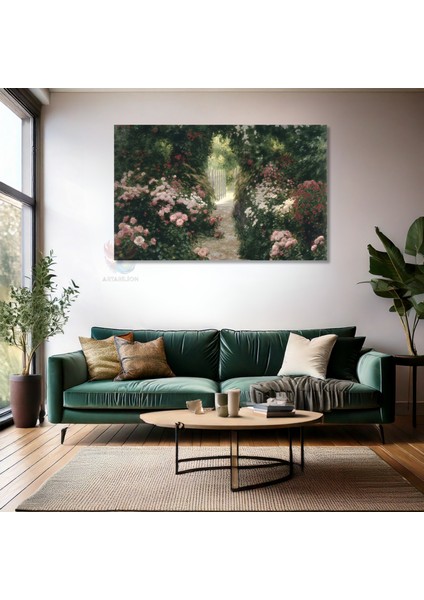 Kanvas Yatay Duvar Tablosu Kanvas Renkli Cicekli Bahce Ev Ofis Salon Modern Duvar Tablosu fiyatları