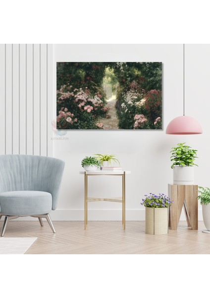Kanvas Yatay Duvar Tablosu Kanvas Renkli Cicekli Bahce Ev Ofis Salon Modern Duvar Tablosu modelleri