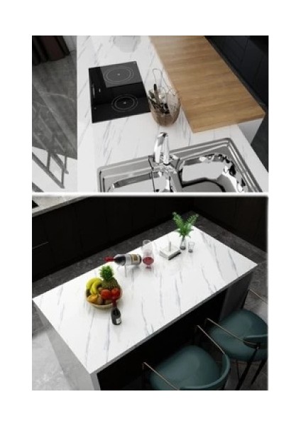 Beyaz Mermer Desenli Yapışkanlı Tezgah Folyosu (3 Mt.x 60 Cm) fiyatları