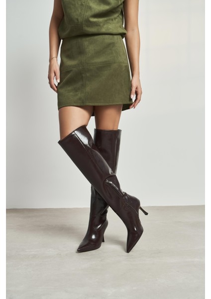 Dean Kahve Mat Sivri Burun Ince Topuklu Kadın Çizme indirimleri