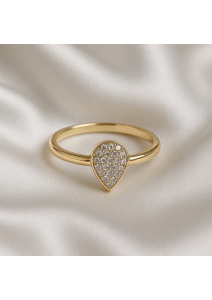Damla Model Gold Taşlı Yüzük