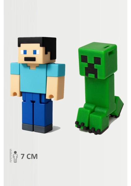 Minecraft Steve ve Creeper Set Hareketli Eklemli Figür