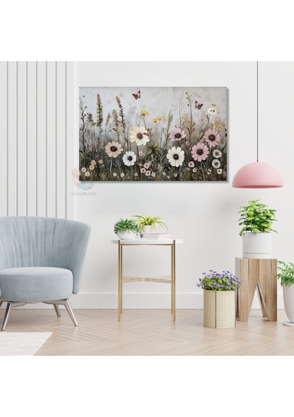 Kanvas Yatay Duvar Tablosu Kanvas Cicek BAHCESI11 Ev Ofis Salon Modern Duvar Tablosu modelleri