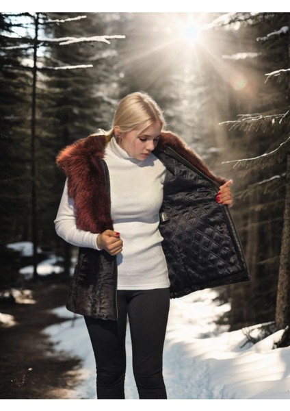 Kadın Kolsuz Hakiki Kürk - Siyah modelleri