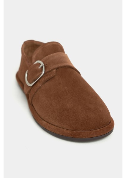 Cyrus Taba Hakiki Süet Deri Toka Detaylı Düz Taban Kadın Ayakkabı modelleri