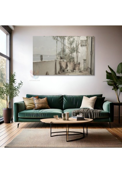 Kanvas Yatay Duvar Tablosu Kanvas Vintage Balkon Manzarasi Ev Ofis Salon Modern Duvar Tablosu fiyatları